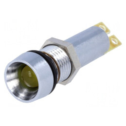Lampa LED de Control Galbenă 24VDC Ø8,4mm IP67 Alamă | Electronic-mag.ro | Componente Electronice