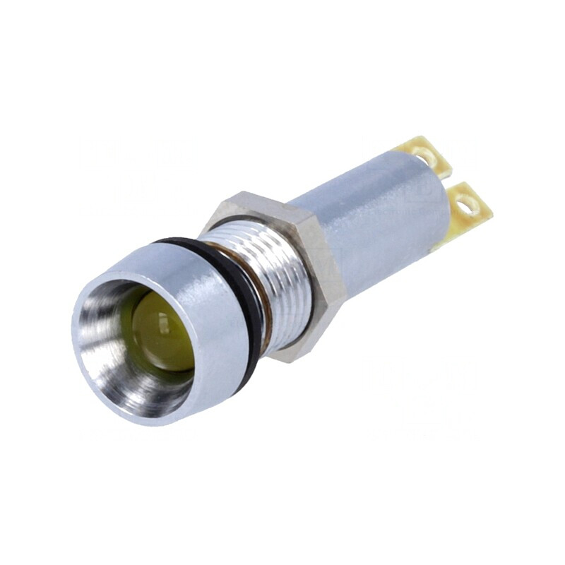 Lampa LED de Control Galbenă 24VDC Ø8,4mm IP67 Alamă | Electronic-mag.ro | Componente Electronice