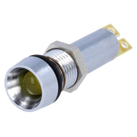 Lampa LED de Control Galbenă 24VDC Ø8,4mm IP67 Alamă | Electronic-mag.ro | Componente Electronice