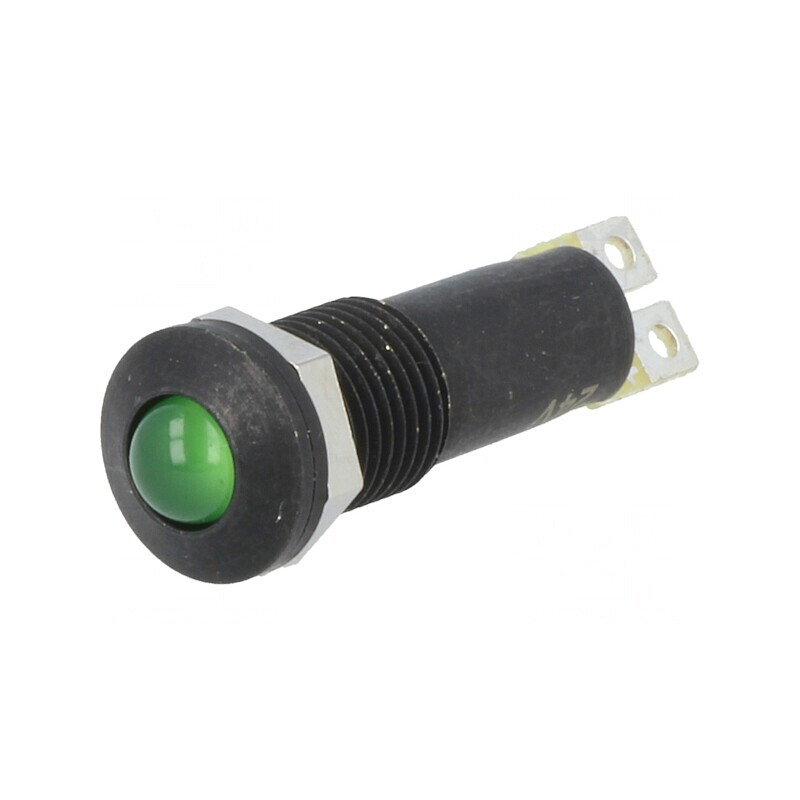 Lampă control LED verde 24VDC IP67 alamă | Electronic-mag.ro | Componente Electronice