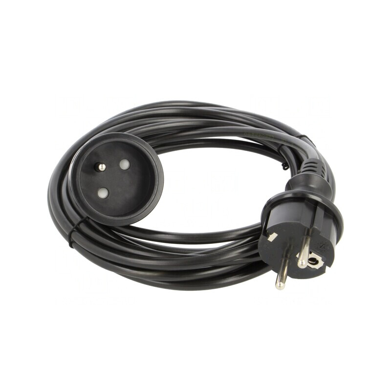 Prelungitor Alimentare 1 Priză PVC Negru 5m 10A | Electronic-mag.ro | Componente Electronice