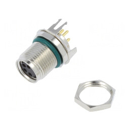Conector M8 Mamă 4 PIN Drept PCB IP68 30V | Electronic-mag.ro | Componente Electronice