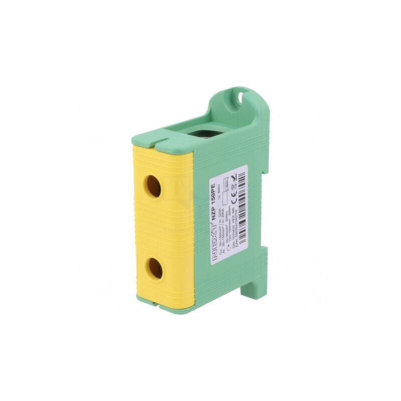 Conector Șine 150mm2 1 Pista 2 Borne Galben-Verde | Electronic-mag.ro | Componente Electronice