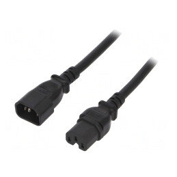 Cablu de Alimentare 3x14AWG IEC C14 la IEC C15 3m Negru 15A