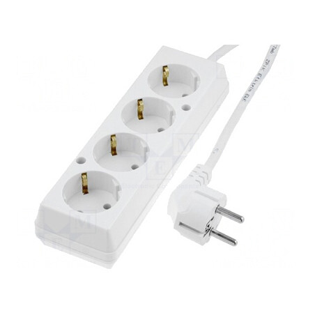 Prelungitor 4 Prize Schuko PVC Alb 16A | Electronic-mag.ro | Componente Electronice