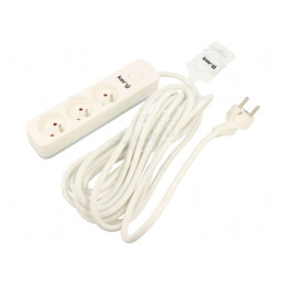 Prelungitor Alb 3m 3 Prize 16A | Electronic-mag.ro | Componente Electronice