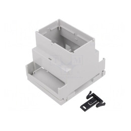 Carcasă pentru șină DIN, 90x71x73mm, gri deschis | Electronic-mag.ro | Componente Electronice