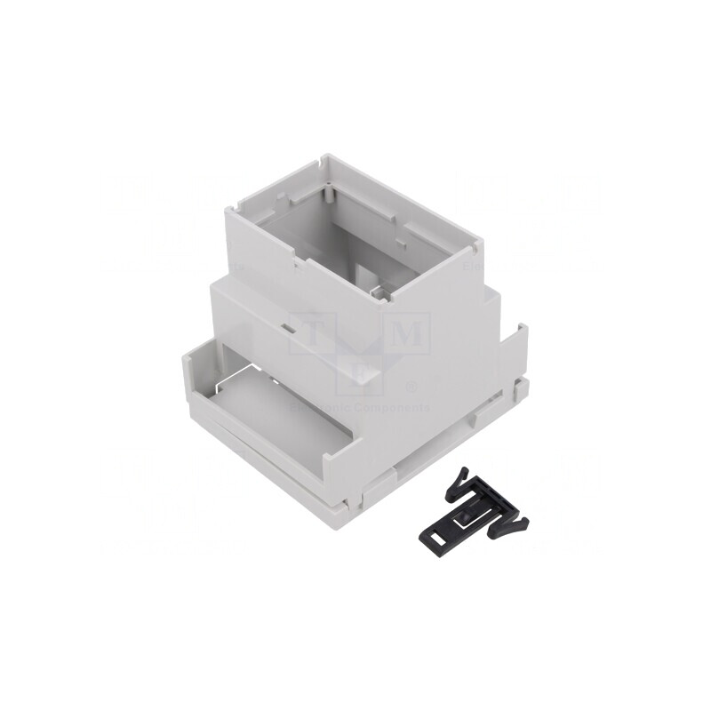 Carcasă pentru șină DIN, 90x71x73mm, gri deschis | Electronic-mag.ro | Componente Electronice
