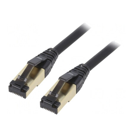 Patch Cord Cat 8 S/FTP Negru 5m LSZH | Electronic-mag.ro | Componente Electronice
