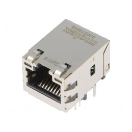 Soclu RJ45 Ecranat cu LED Aurit pentru PCB | Electronic-mag.ro | Componente Electronice