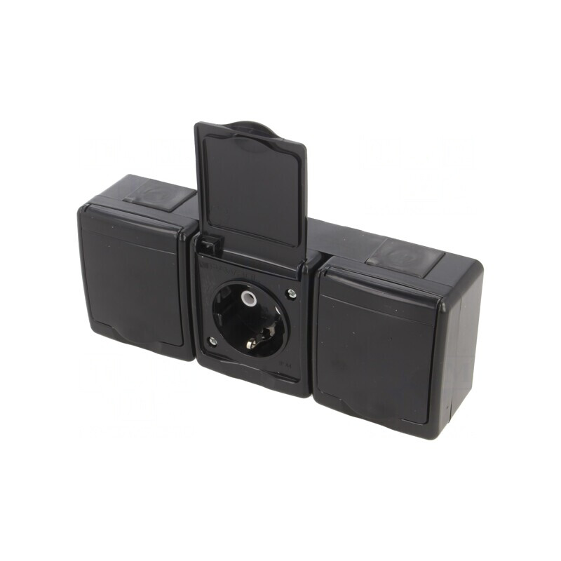 Conector Alimentare AC 250V 16A Negru Murale | Electronic-mag.ro | Componente Electronice