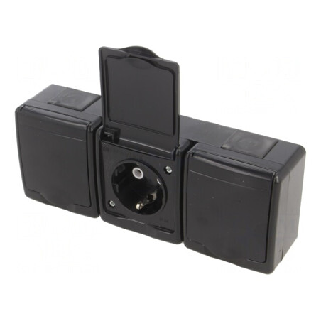 Conector Alimentare AC 250V 16A Negru Murale | Electronic-mag.ro | Componente Electronice