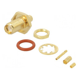 Soclu SMA mamă drept 50Ω aurit pentru cablu Belden 83265, RG178, RG196 PTFE | Electronic-mag.ro | Componente Electronice