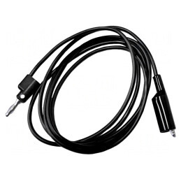 Cablu măsurare 10A mufă banană 4 mm clemă crocodil neagră | Electronic-mag.ro | Componente Electronice