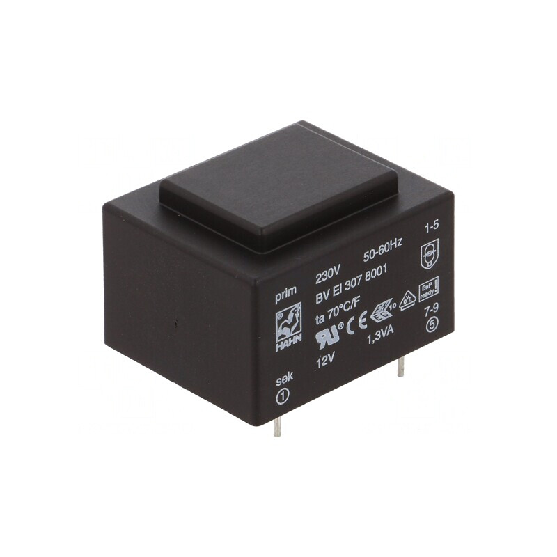 Transformator încapsulat 1,3VA 230VAC 12V 108mA PCB | Electronic-mag.ro | Componente Electronice