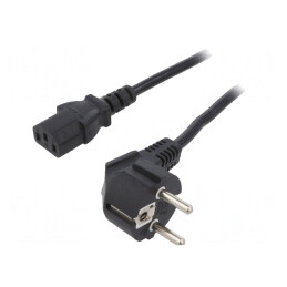 Cablu Alimentare 3x1mm2 cu Ștecăr în Unghi și Conector IEC C13 | Electronic-mag.ro | Componente Electronice