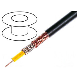 Cablu: coaxial; RG6AU; sârmă; CCS; PVC; negru; 8,4mm