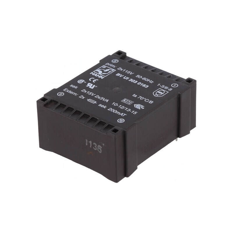 Transformator încapsulat 6VA 15V 200mA | Electronic-mag.ro | Componente Electronice