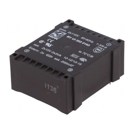 Transformator încapsulat 6VA 15V 200mA | Electronic-mag.ro | Componente Electronice