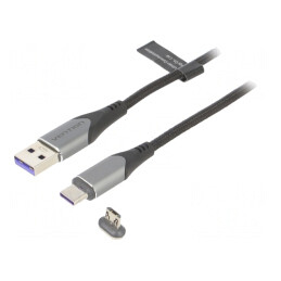 Cablu USB Magnetic 2.0 1,5m Negru 480Mbps | Electronic-mag.ro | Componente Electronice