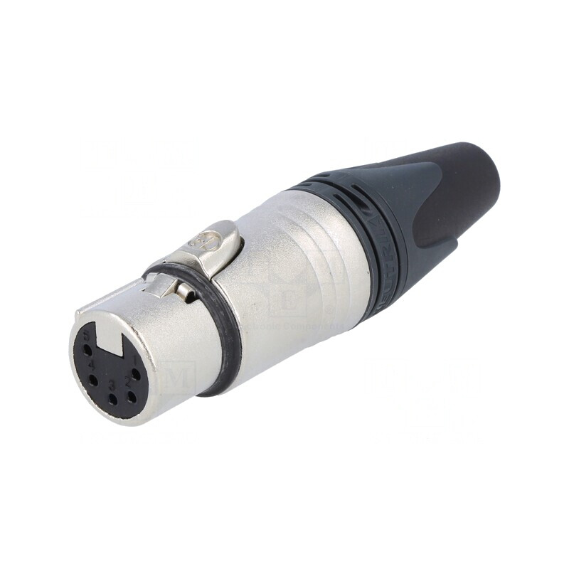 Mufă XLR Mamă 5 Pin Drept Pe Cablu Contacte Alamă | Electronic-mag.ro | Componente Electronice