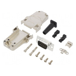Conector D-Sub 9-Pin Tată Drept Lipire pe Cablu | Electronic-mag.ro | Componente Electronice