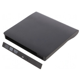 Carcasă pentru unitate optică CD/DVD; neagră; SATA I,USB 2.0
