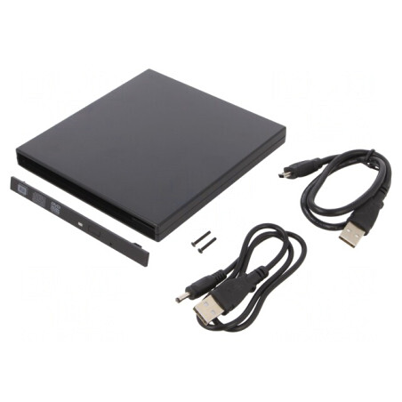 Carcasă unitate optică CD/DVD neagră SATA USB 2.0 | Electronic-mag.ro | Componente Electronice