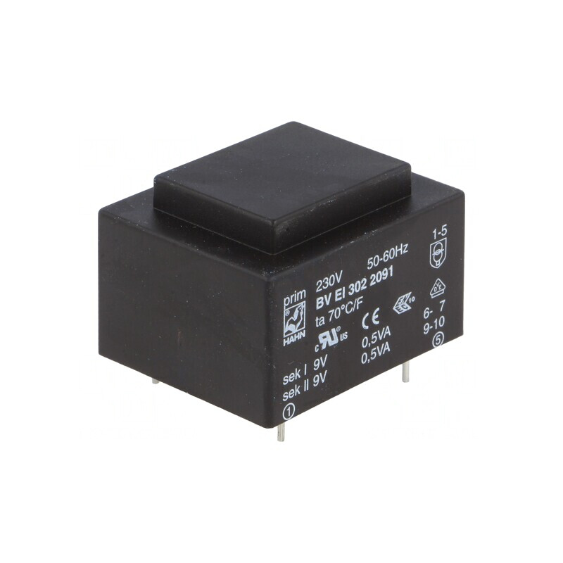 Transformator încapsulat 1VA 230VAC 9V 56mA PCB | Electronic-mag.ro | Componente Electronice Transformator încapsulat 1VA 230VAC 9V 56mA PCB | Electronic-mag.ro | Componente Electronice