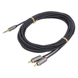 Cablu Audio Jack 3.5mm la RCA 3m Aurit PVC | Electronic-mag.ro | Componente Electronice