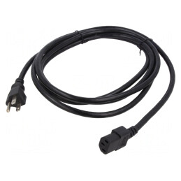 Cablu Alimentare 2.3m Negru IEC C13 la NEMA 5-15 | Electronic-mag.ro | Componente Electronice