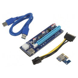 Riser USB 3.0 Albastru pentru Miner de Criptomonede 600mm | Electronic-mag.ro | Componente Electronice