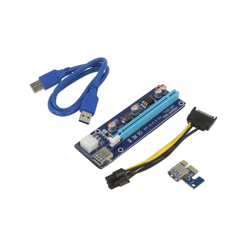 Riser USB 3.0 Albastru pentru Miner de Criptomonede 600mm | Electronic-mag.ro | Componente Electronice