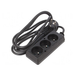 Prelungitor alimentare 3 prize PVC negru 3m 16A | Electronic-mag.ro | Componente Electronice