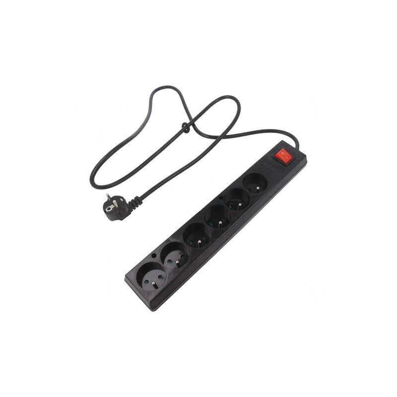 Prelungitor alimentare 6 prize negru 1,5m 16A | Electronic-mag.ro | Componente Electronice