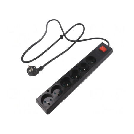 Prelungitor alimentare 6 prize negru 1,5m 16A | Electronic-mag.ro | Componente Electronice