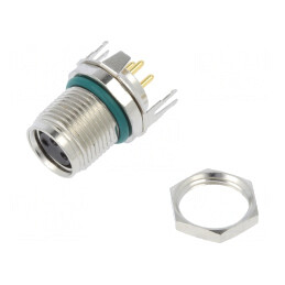Conector M8 Femeie 3 PIN Drept PCB IP68 60V | Electronic-mag.ro | Componente Electronice