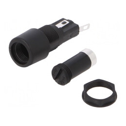 Clema siguranțe cilindrice 5x20mm 250V neagră pe panou | Electronic-mag.ro | Componente Electronice