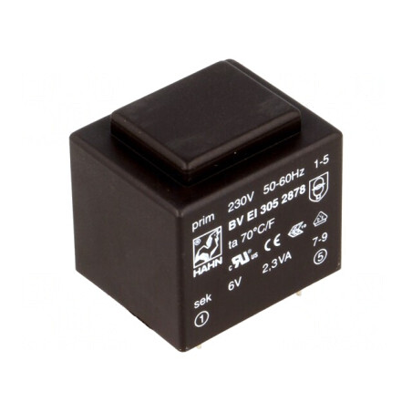 Transformator încapsulat 2,3VA 230VAC 6V 383mA PCB | Electronic-mag.ro | Componente Electronice