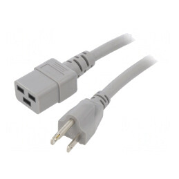 Cablu Alimentare 3m Gri IEC C19 la NEMA 5-15 15A | Electronic-mag.ro | Componente Electronice