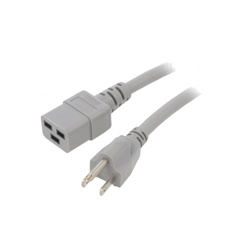 Cablu Alimentare 3m Gri IEC C19 la NEMA 5-15 15A | Electronic-mag.ro | Componente Electronice