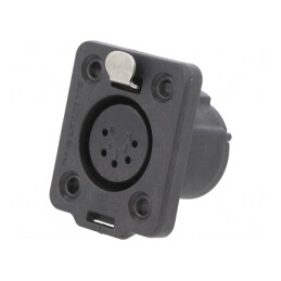 Soclu XLR mamă 5 PIN negru cu buton | Electronic-mag.ro | Componente Electronice