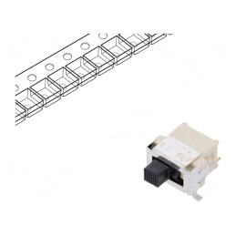 Comutator: glisant; Poz: 2; SPDT; 0,4A/20VAC; 0,4A/20VDC; ON-ON; SMT