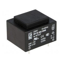 Transformator încapsulat 1,8VA 230VAC 9V 100mA PCB | Electronic-mag.ro | Componente Electronice