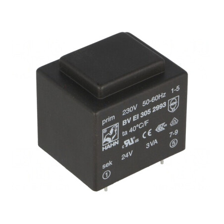Transformator încapsulat 3VA 230VAC 24V PCB | Electronic-mag.ro | Componente Electronice