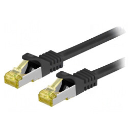 Cablu Patch S/FTP Cat6a Negru 7.5m LSZH