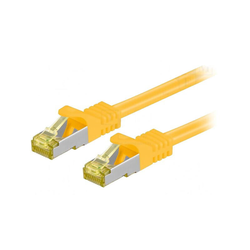 Patch cord galben S/FTP Cat6a 7,5m 26AWG | Electronic-mag.ro | Componente Electronice