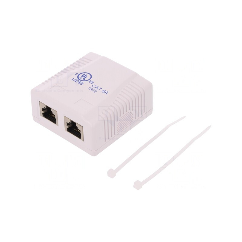 Soclu RJ45 Cat 6a Ecranat 8P8C Dublu | Electronic-mag.ro | Componente Electronice