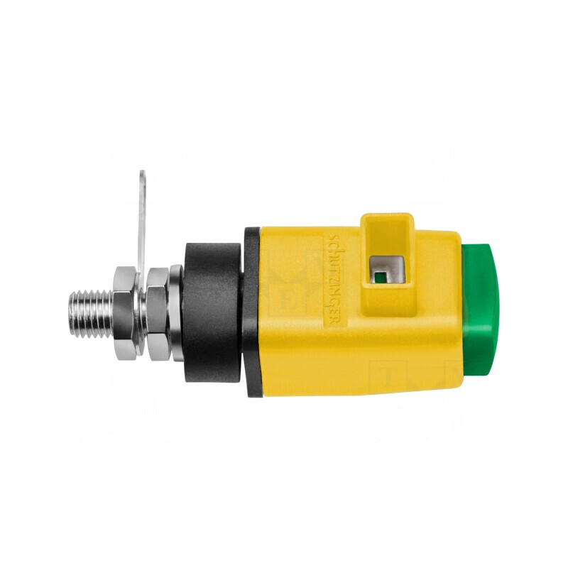 Clemă de laborator galben-verde 300VDC 16A nichel | Electronic-mag.ro | Componente Electronice