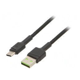 Cablu USB 2.0 USB A la USB C 2m Negru Textilă 480Mbps